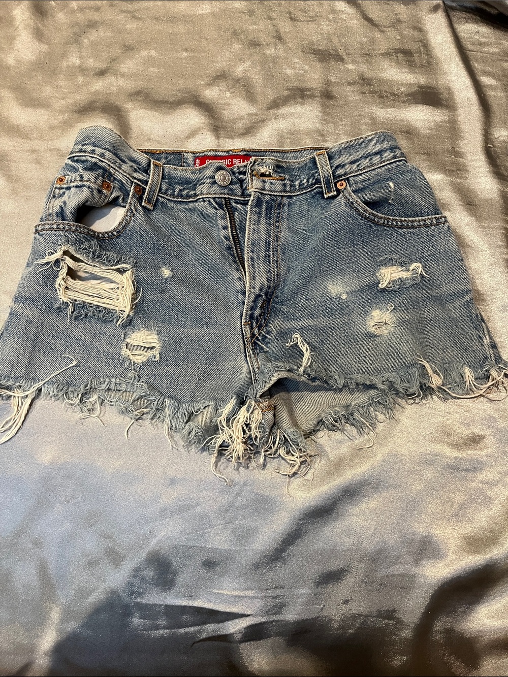 Levi's Blue Distressed Denim Cutoff Shorts